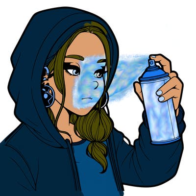 a realistic girl, spray painting
