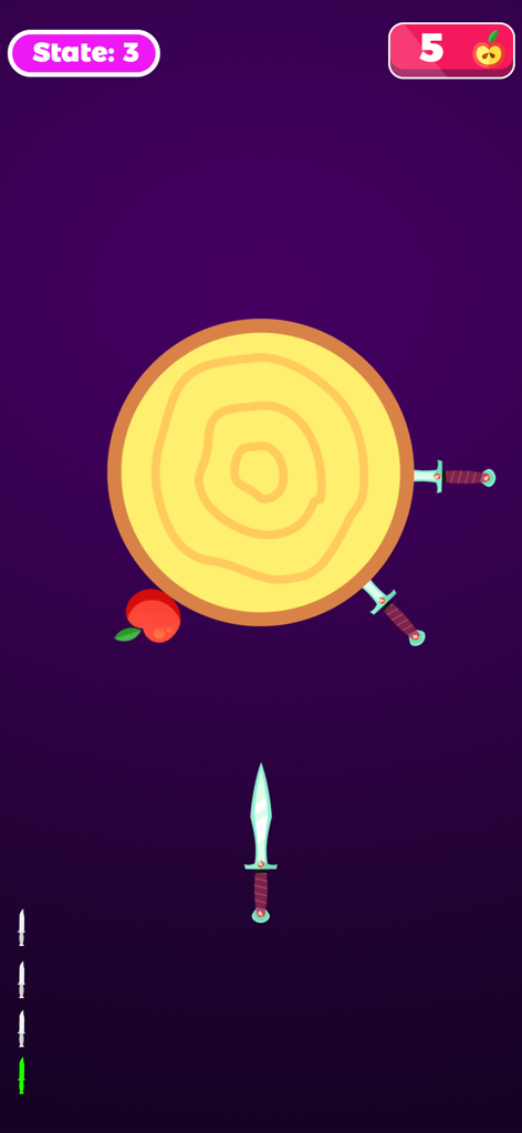 Knife Hit Challenge Game - 회전하는 나무 타겟을 조준하는 나이프 히트 챌린지 게임 플레이