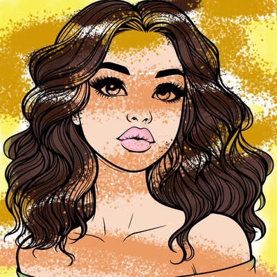 realistic girl with wavy hair and lips