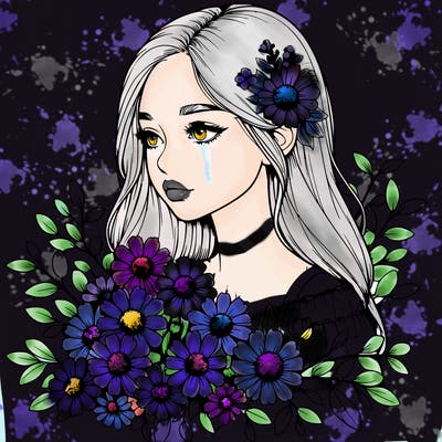 realistic girl with flowers