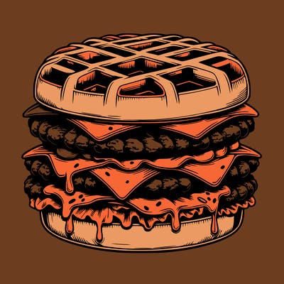 realistic waffle burger
