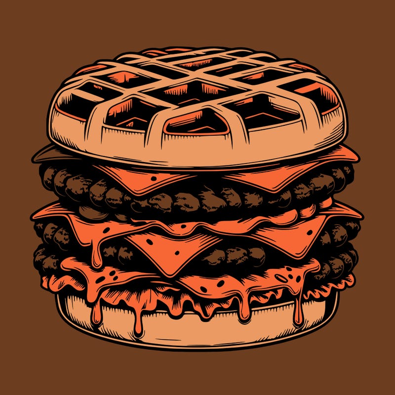realistic waffle burger