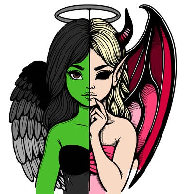 realistic angel half demon