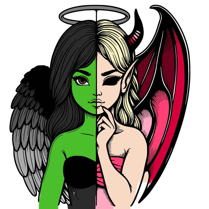 realistic angel half demon