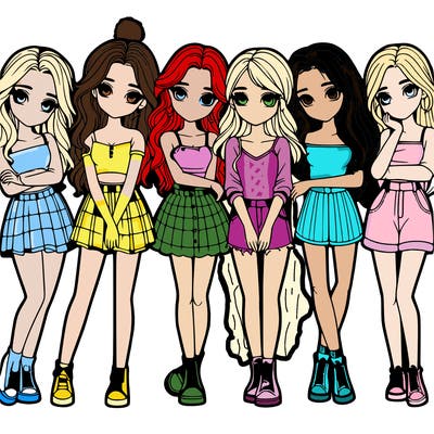 a group of girls realistic