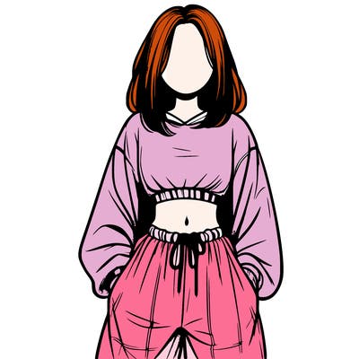 realistic girl faceless with baggy pants and a crop top
