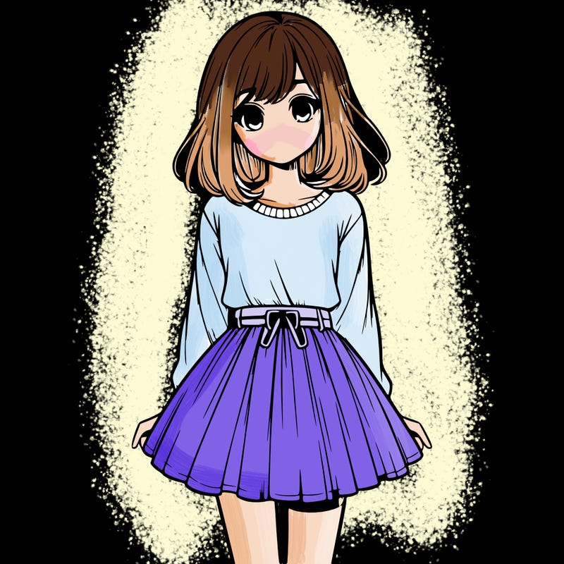 realistic girl with a skirt on