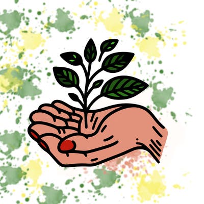 hand with plant