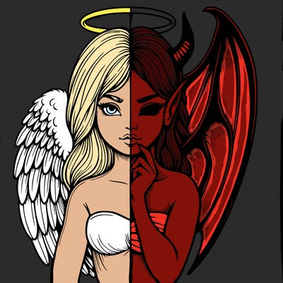 realistic angel half demon
