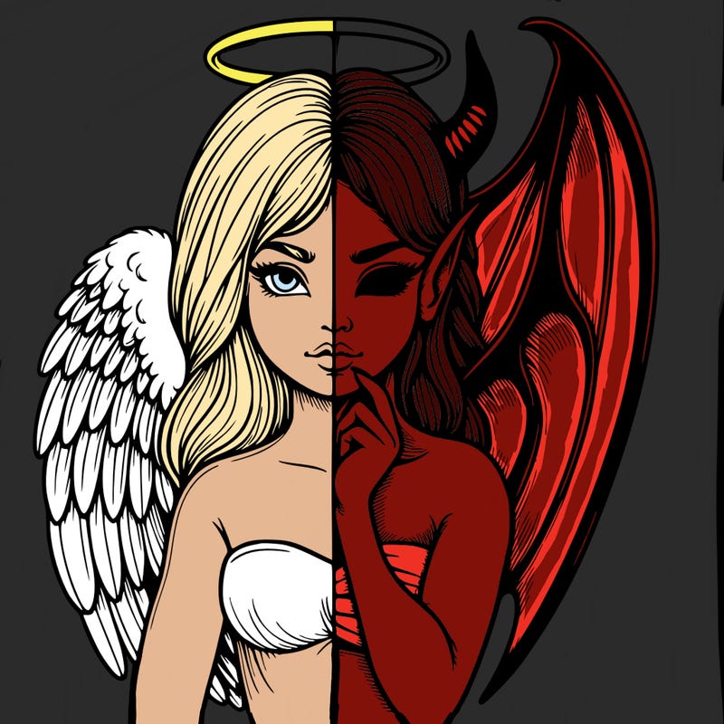 realistic angel half demon