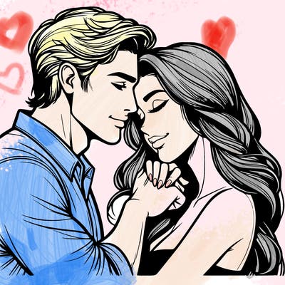 realistic man and woman in love