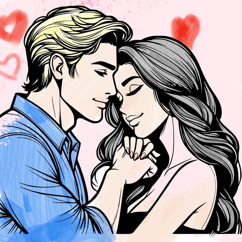 realistic man and woman in love