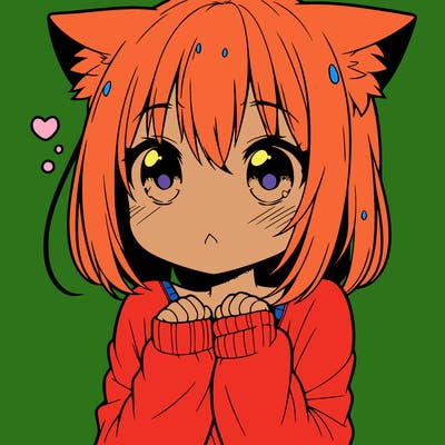 shy anime catgirl