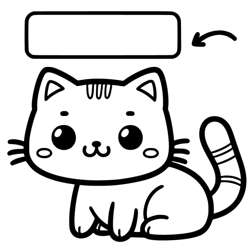 basic cartoony cat with a white rectangle above it