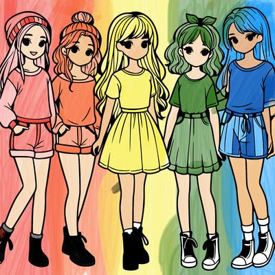 a group of five girls