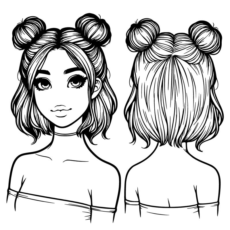 a realistic girl with two buns