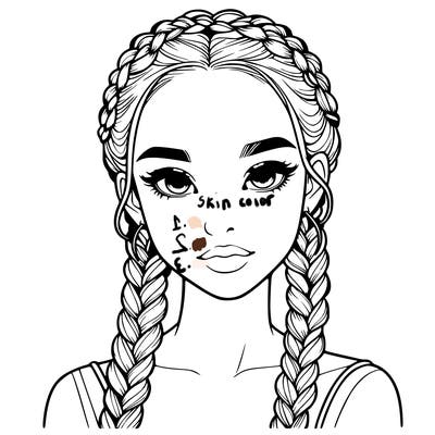 realistic girl with braids