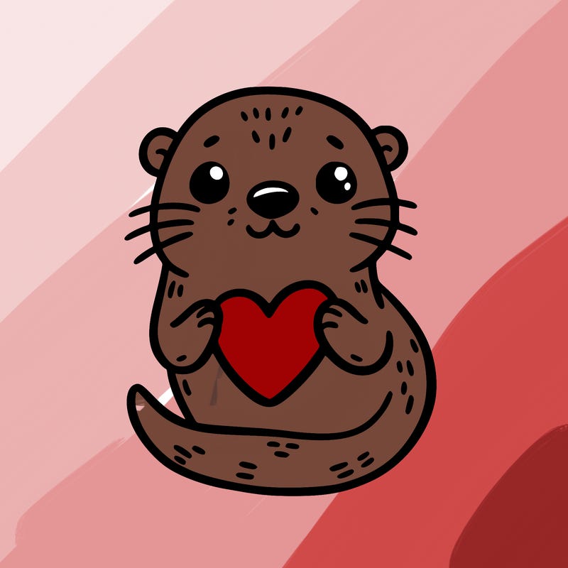 otter with a heart