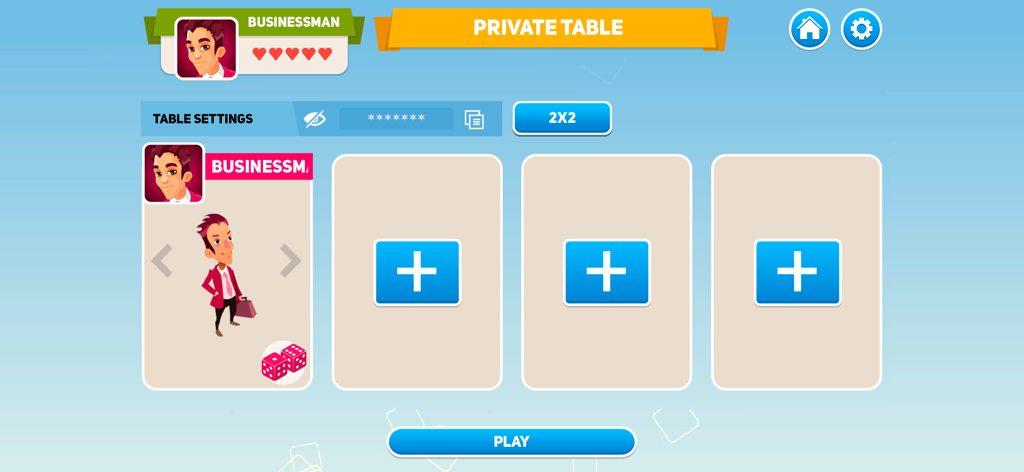 Business Tour Junior - Lobby de mesa privada para una partida multijugador en Business Tour Junior.