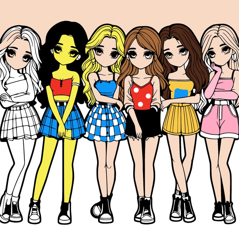 a group of girls realistic