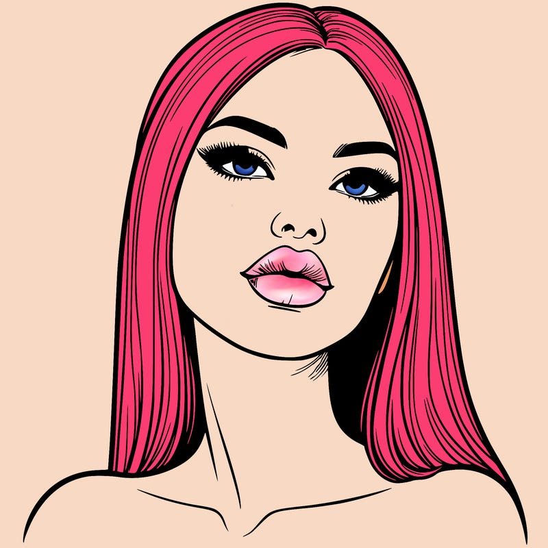 realistic woman with full lips