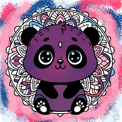 cute baby panda animal mandala