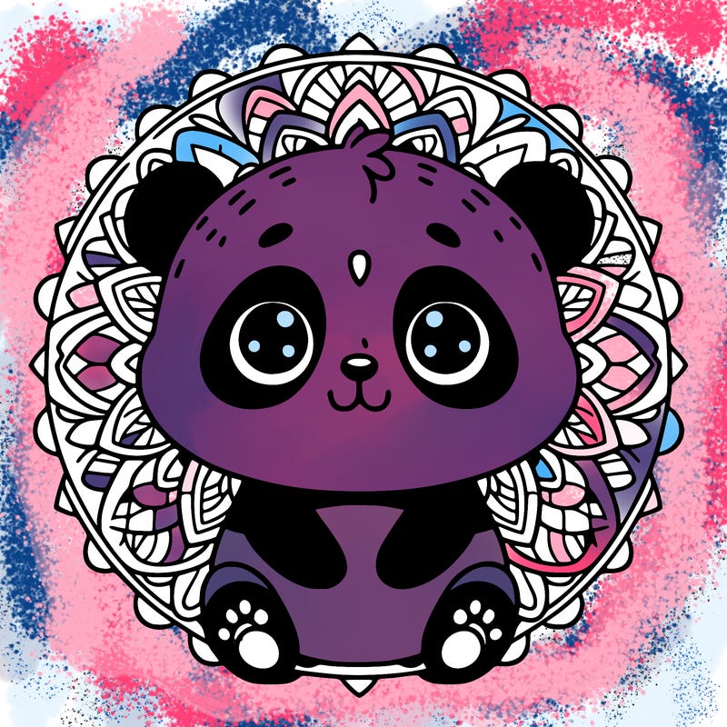 cute baby panda animal mandala