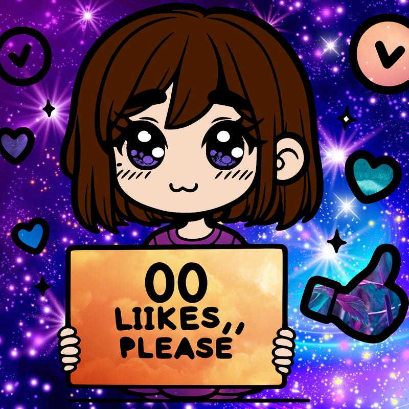 a girl with a sign saying 100 likes, please