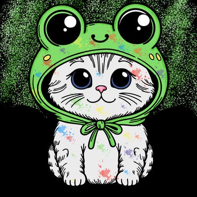 cat in frog hod