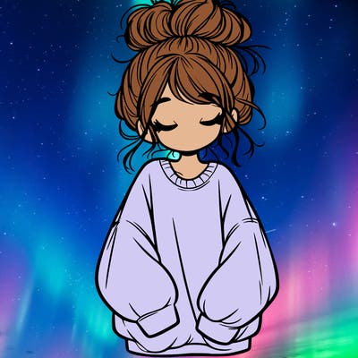 girl with baggy sweatshirt and messy bun