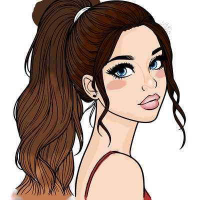 realistic pretty girl with high pony tail