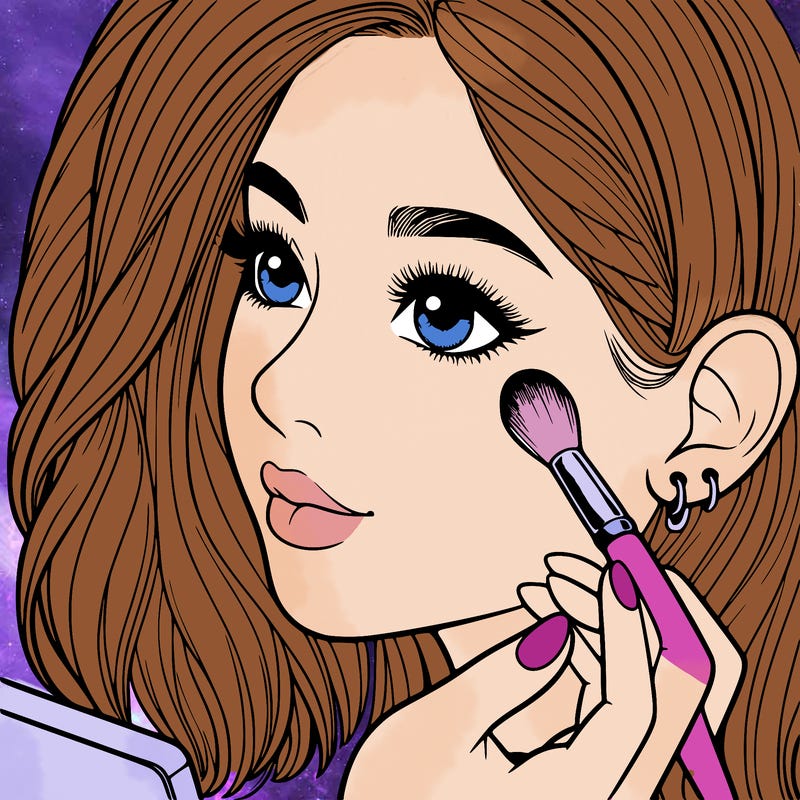 a realistic girl doing her makeup