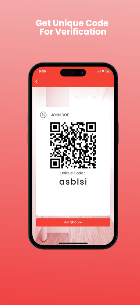 Tela do aplicativo Medkad exibindo um código QR exclusivo e um código alfanumérico para verificação médica