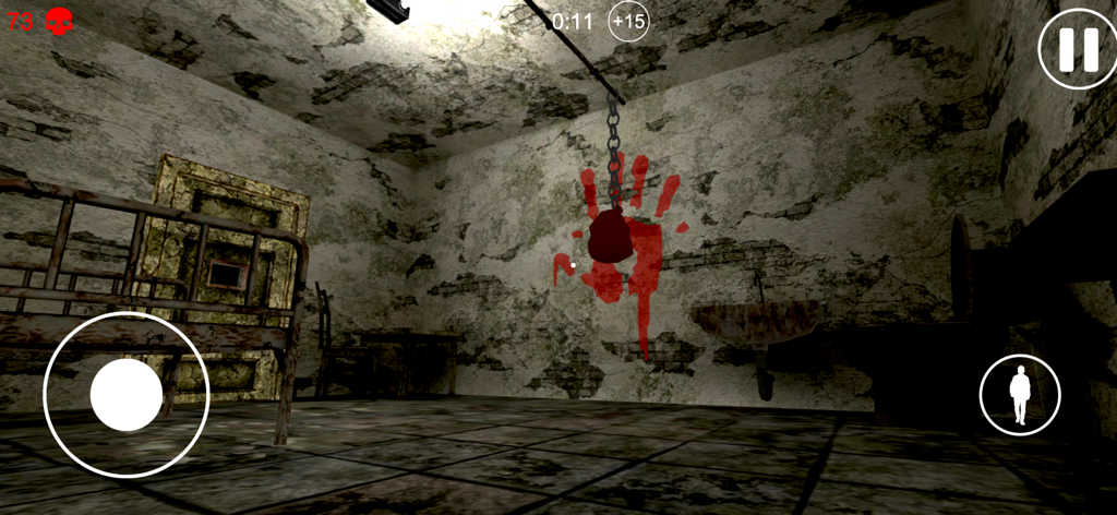 Scary Hospital Horror - Dark and derelict hospital room with a bloody handprint on the wall