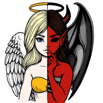 realistic angel half demon