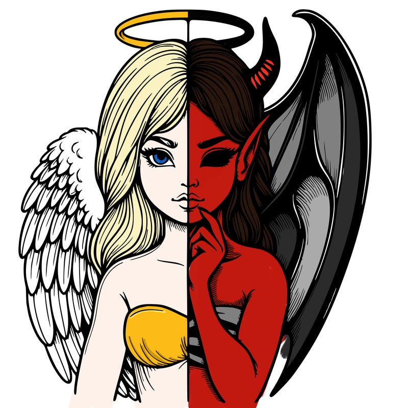 realistic angel half demon