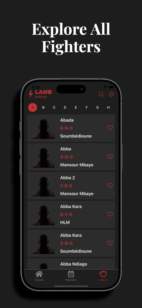 Lamb Arena - List of Senegalese wrestlers and their records on the Lamb Arena app