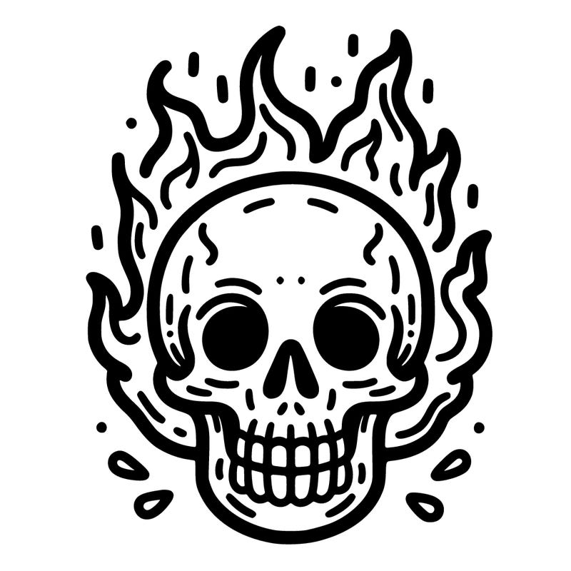 a fire skull