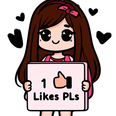 girl holding a sign saying 10 likes pls