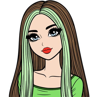 realistic girl with straight and long hair
