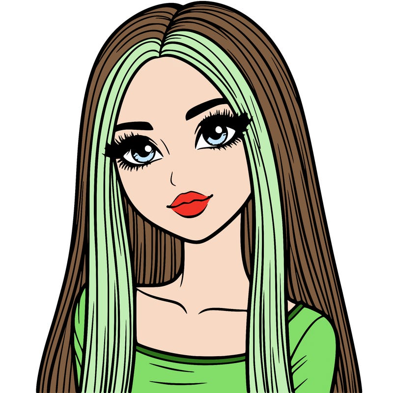 realistic girl with straight and long hair