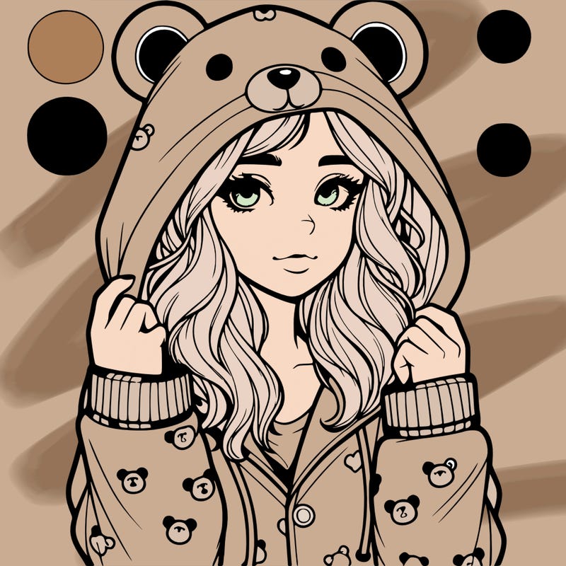 realistic girl in a animal pjs hoodie