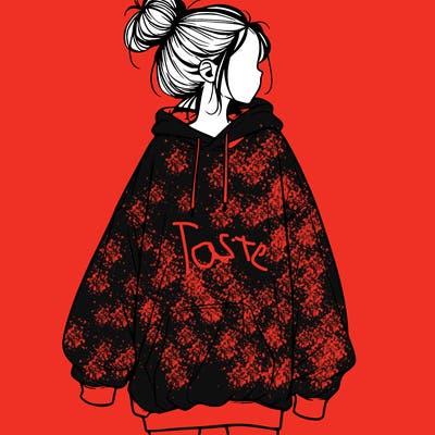 realistic girl with a oversized sweatshirt on and a bun