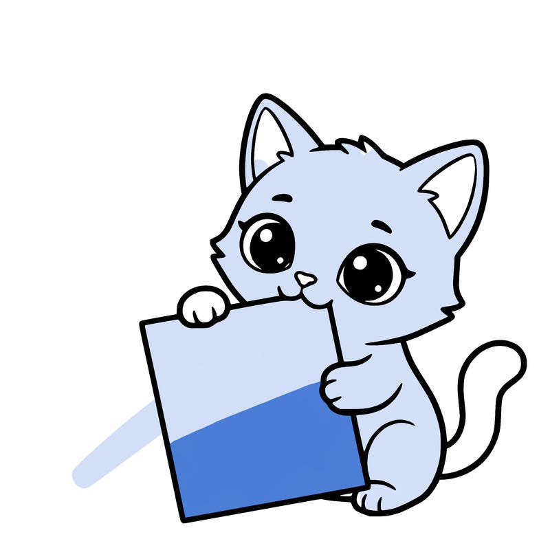 a small cat with a blank sheet of paper in its hand. the cat is sooooooo cute!