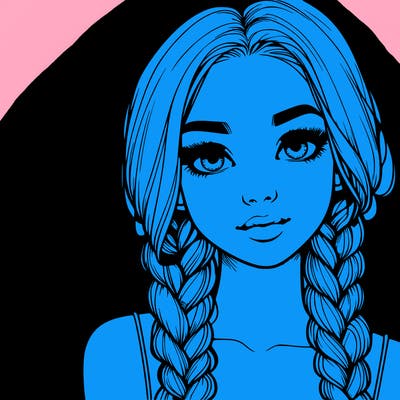 realistic girl with braids