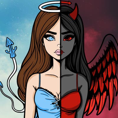 devil vs angel realistic girl