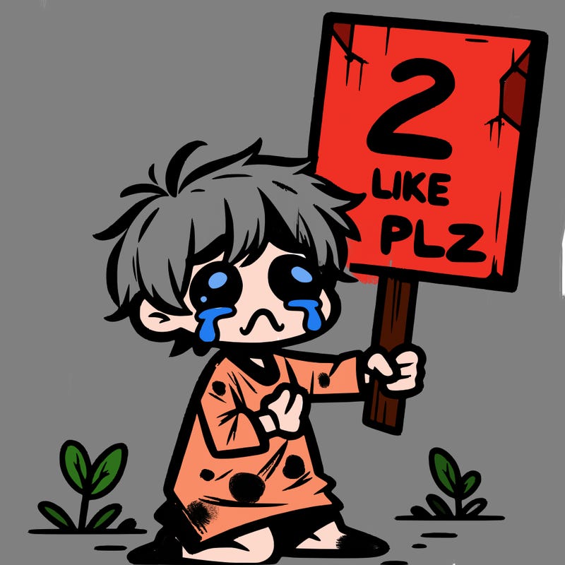 small poor toddler crying with sign that says 2 like plz