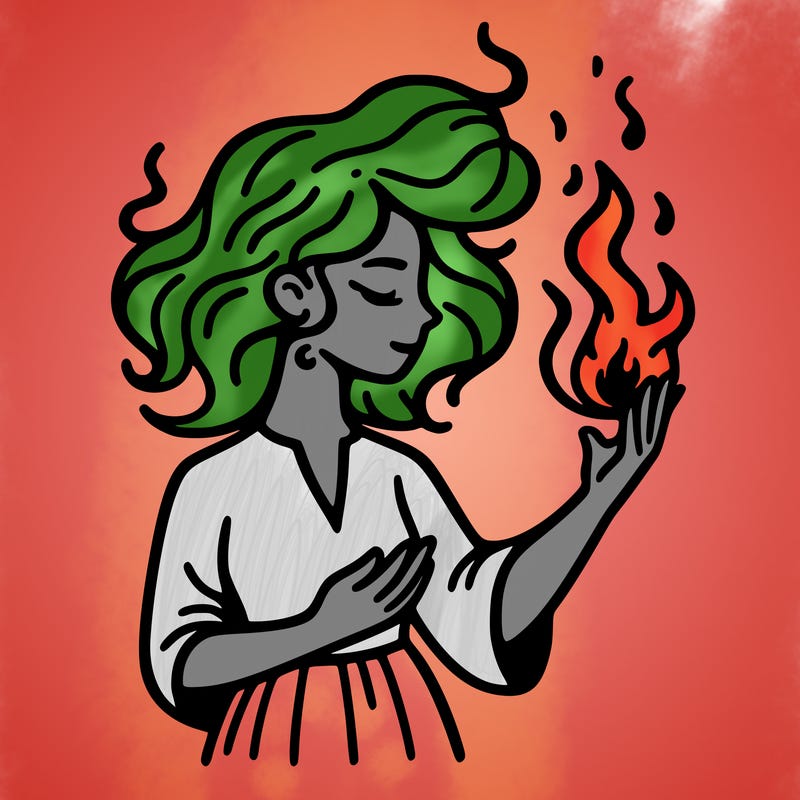 woman with fire