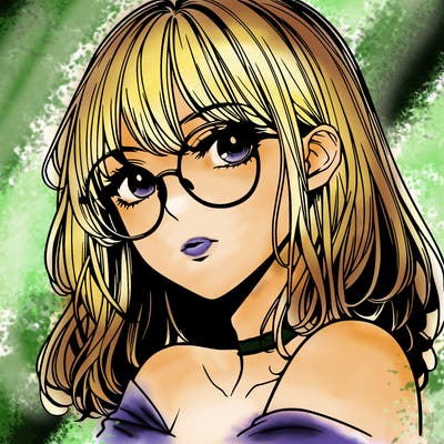 manga woman character with glasses and nice lips
