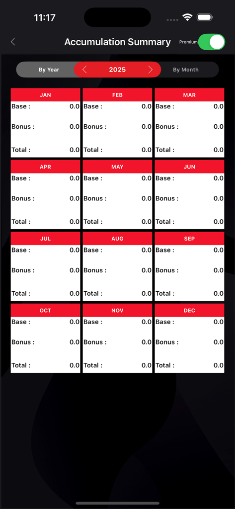 Havells EPLUS app accumulation summary screen showing monthly base and bonus points